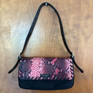 Kate Spade Vintage Pink Black Snake Skin Mini Shoulder Bag Y2K Patchwork Purse